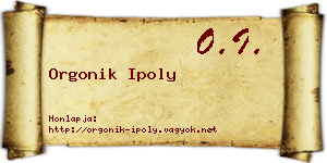 Orgonik Ipoly névjegykártya